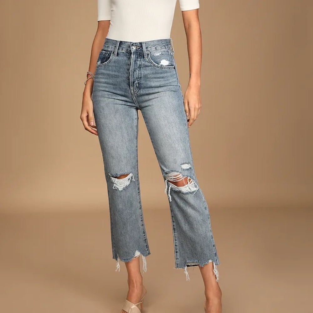 Pistola Denim Light Blue Distressed Cropped Jeans | Size 27